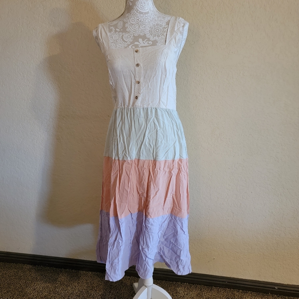 Lily Black Tiered Midi Dress Sz M